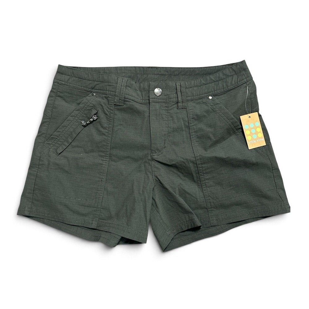 Title Nine Big B Short 4" Dark Olive Green Ripstop Hiking Shorts Womens 8 NWT